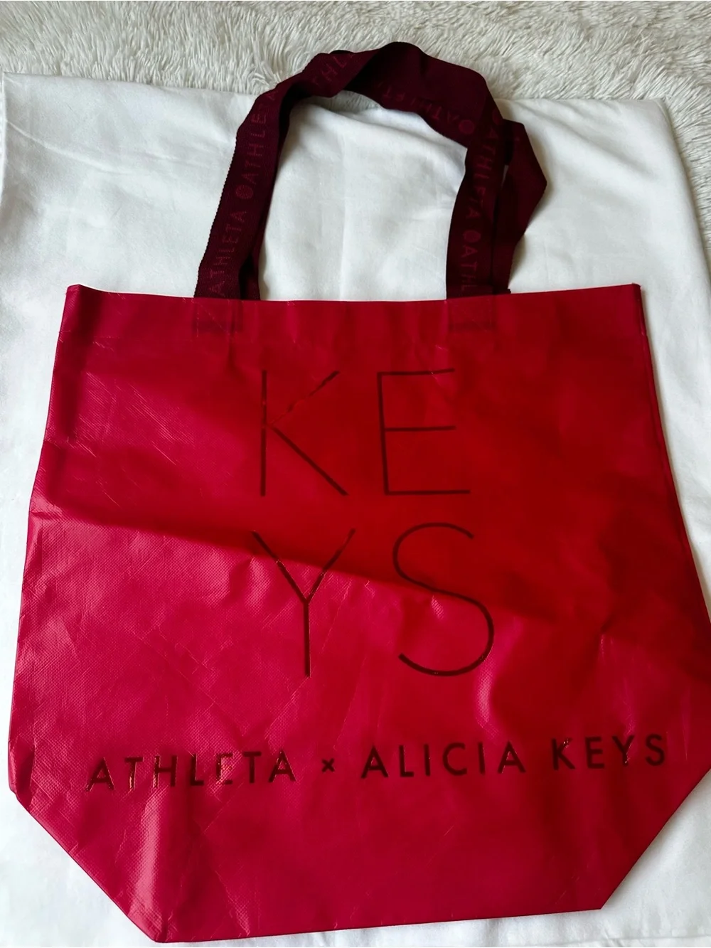 ATHLETA x ALICIA KEYS KEYS Red Reusable Shopping Tote Bag Limited Edition Large